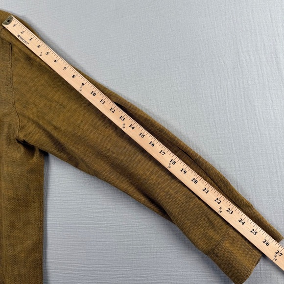 32 Bar Blues Men's XL Linen Cotton Blend Long Sleeve Button Down Shirt Gold - Picture 5 of 8